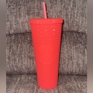 Starbucks Dragonfruit studded tumbler in a coral pink color 24 oz